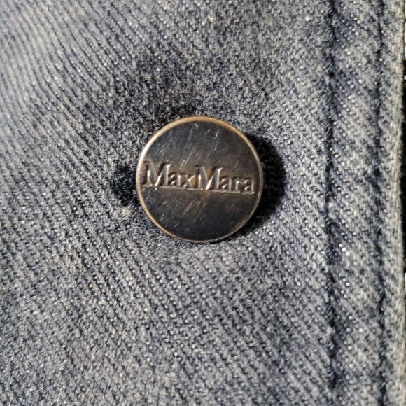 MaxMara Denim One Button Blazer Jacket Size 12 Y2K Jean Jacket Womens - Picture 3 of 10